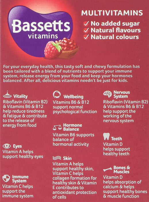 Bassett's Multi-Vitamin Pastilles Adult Raspberry and Pomegranate x 30 - Children at MyPerfumeShop by Bassetts Vitamins