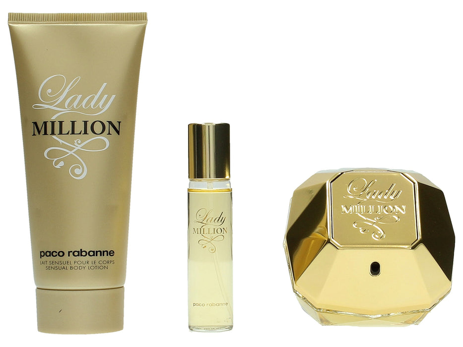 Paco Rabanne Lady Million Gift Set 80ml EDP + 10ml EDP + 100ml Body Lotion - Fragrance at MyPerfumeShop by Paco Rabanne