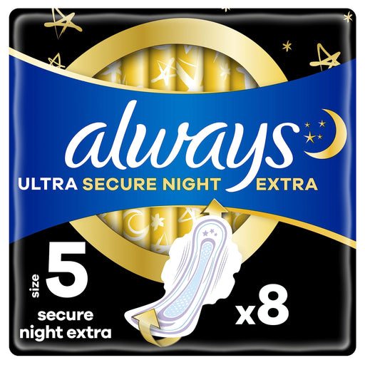 Always Ultra Sanitary Towels Secure Night Extra With Wings (Size 5) x 8 - Sanitary Towels at MyPerfumeShop by Always