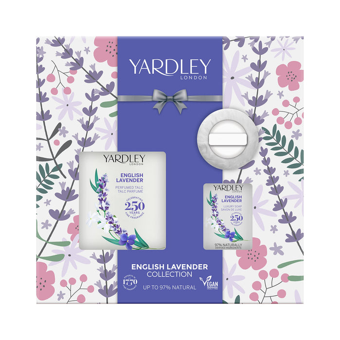 Yardley English Lavender Talc & Soap Talc 200g + Soap 100g +Dusting puff Set - Talcum Powders at MyPerfumeShop by Yardley