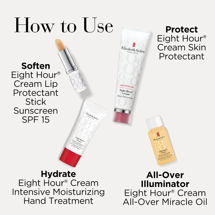 Elizabeth Arden Eight Hour Cream Gift Set 15ml Skin Protectant + 3.7ml Lip Balm SPF15 + 15ml Intensive Moisturizing Hand Treatment - Skincare at MyPerfumeShop by Elizabeth Arden