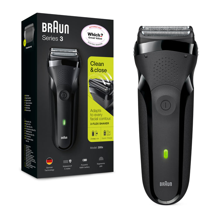 Braun Series 3 300s Rechargeable Electric Foil Shaver - Black - Foil Shavers at MyPerfumeShop by Braun