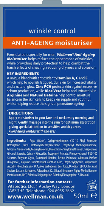 Vitabiotics Wellman Anti-Ageing Moisturiser SPF15 - 50ml - Skin at MyPerfumeShop by Vitabiotics