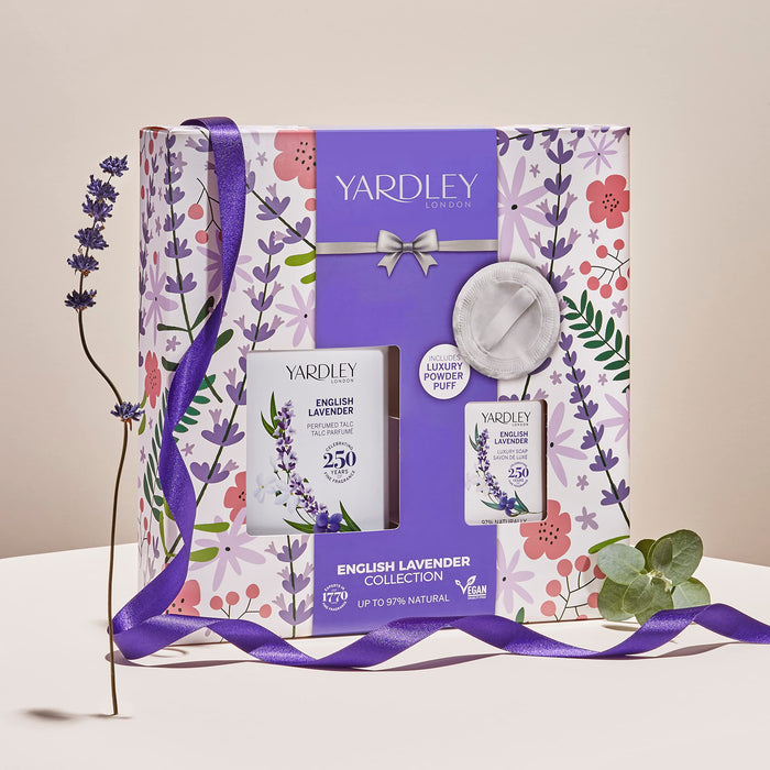 Yardley English Lavender Talc & Soap Talc 200g + Soap 100g +Dusting puff Set - Talcum Powders at MyPerfumeShop by Yardley