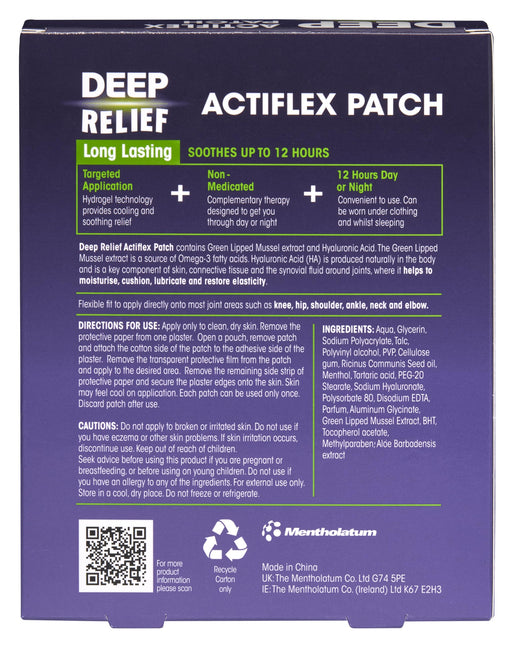 Deep Relief Actiflex Patch x 4 - Pain Relief Topical at MyPerfumeShop by Mentholatum