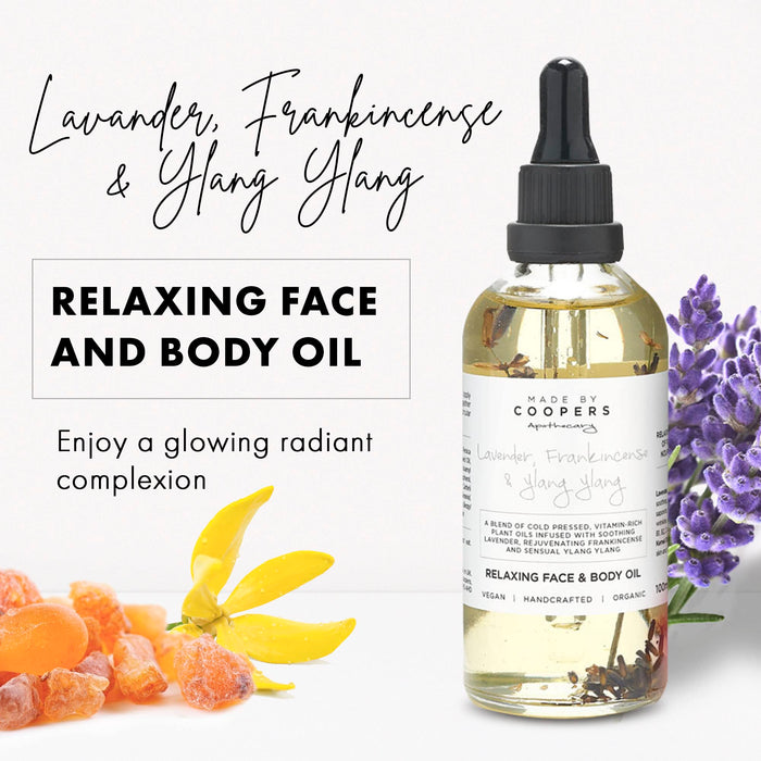 Made By Coopers Lavender, Frankincense  Ylang Ylang Relaxing Face and Body Oil 100ml - Body Oil at MyPerfumeShop by Made By Coopers