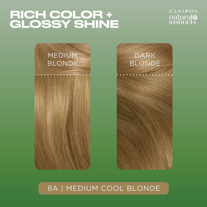 Clairol Natural Instincts Hair Dye 8A Medium Ash Blonde - 177ml - Colourants at MyPerfumeShop by Clairol