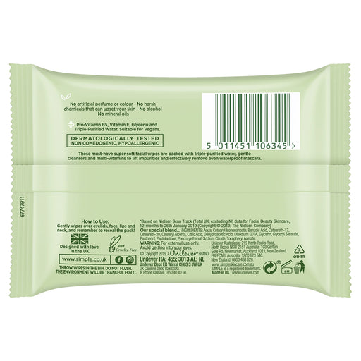 Simple Kind To Skin Cleansing Facial Wipes x 7 - Regime Skin Care at MyPerfumeShop by Simple