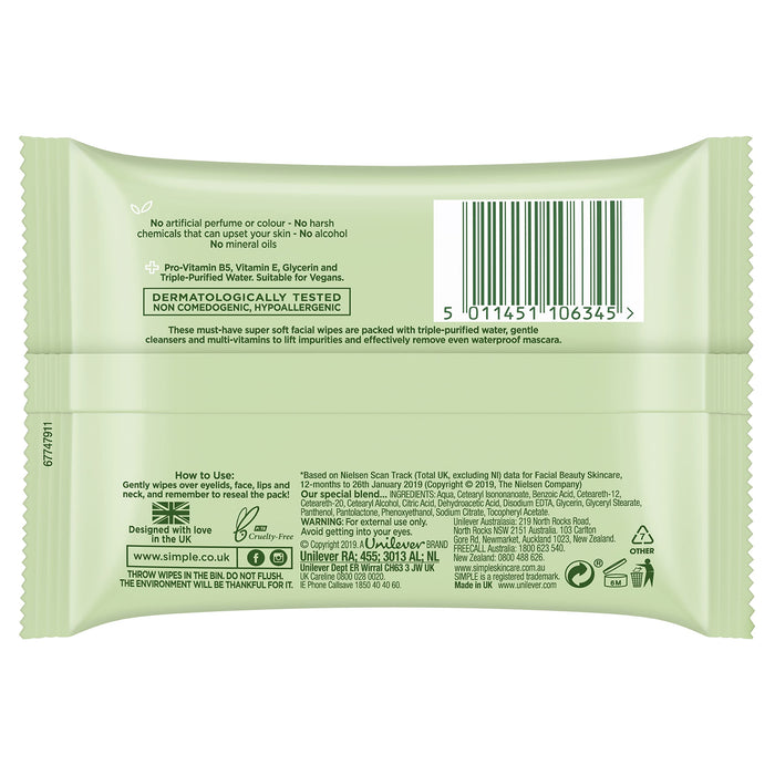 Simple Kind To Skin Cleansing Facial Wipes x 7 - Regime Skin Care at MyPerfumeShop by Simple