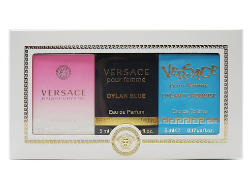 Versace Miniatures for Her Gift Set 5ml Bright Crystal EDT + 5ml Dylan Blue EDP + 5ml  Dylan Turquoise EDT - Fragrance at MyPerfumeShop by Versace