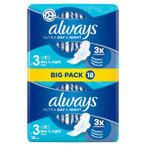 Always Ultra Sanitary Towels Day & Night Wings Size 3 x 18 - Sanitary Towels at MyPerfumeShop by Always