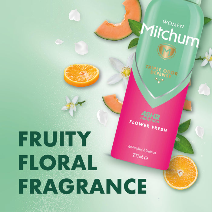 Mitchum Women Triple Odor Defense 48HR Protection Flower Fresh Antiperspirant & Deodorant 200ml - Personal Hygiene at MyPerfumeShop by Mitchum