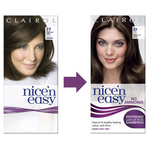 Nice & Easy Lasting Colour Non Permanent 77 Medium Ash Brown - Colourants at MyPerfumeShop by Clairol