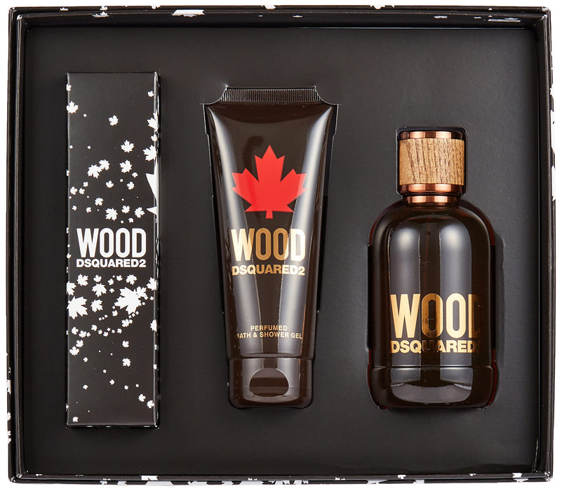 Dsquared2 Wood 3 Piece Gift Set: Eau de Toilette 100ml - Shower Gel 100ml - Key Ring - Gift Set at MyPerfumeShop by Dsquared2