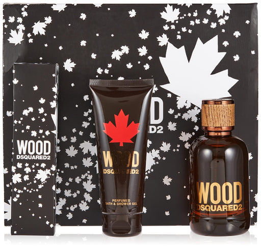 Dsquared2 Wood 3 Piece Gift Set: Eau de Toilette 100ml - Shower Gel 100ml - Key Ring - Gift Set at MyPerfumeShop by Dsquared2