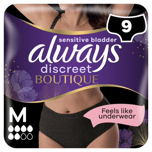 Always Discreet Boutique Underwear Incontinence Pants Plus Medium Black x 9 - Incontinance Pants at MyPerfumeShop by Always