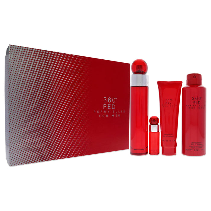 Perry Ellis 360 Red for Men Gift Set 100ml EDT + 90ml Shower Gel + 200ml Deodorant Spray + Mini 7ml EDT - For Him at MyPerfumeShop by Perry Ellis