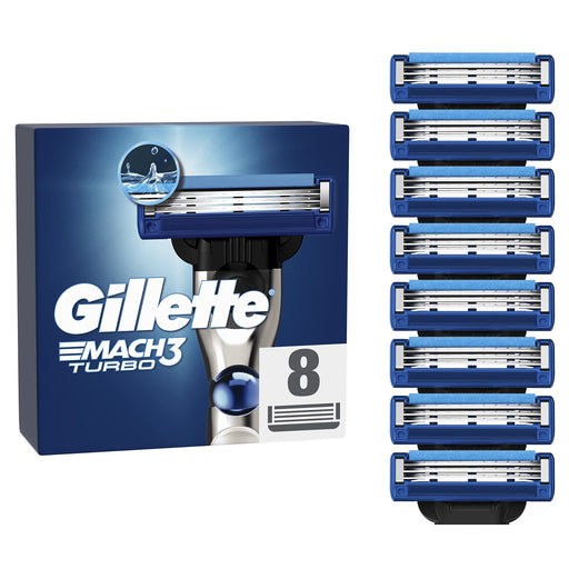 Gillette Mach3 Turbo Razor Blades For Men, 8 Refills - Sets at MyPerfumeShop by Gillette