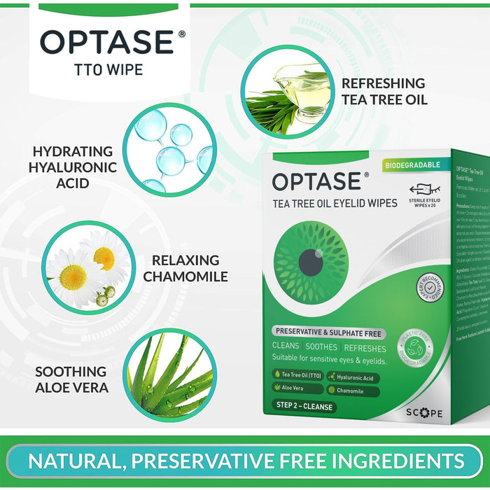 Optase Tea Tree Oil Eye Lid Wipes x 20 - Eye Enhancers at MyPerfumeShop by Optase