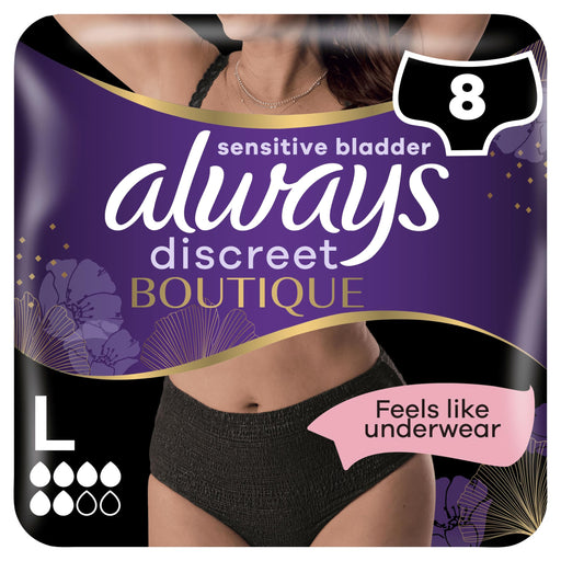 Always Discreet Boutique Underwear Incontinence Pants Plus Large Black x 8 - Incontinance Pants at MyPerfumeShop by Always