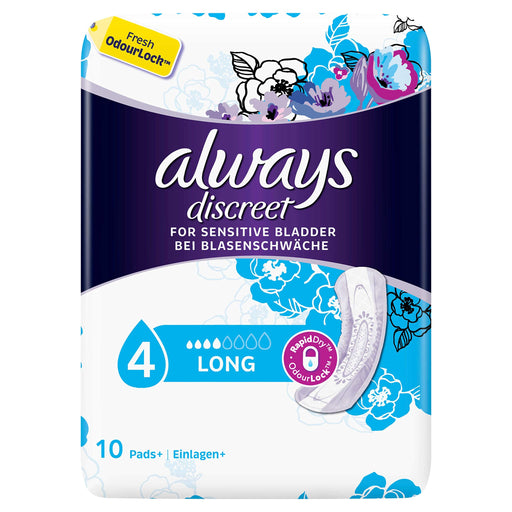 Always Discreet Long Pads x 10 - Incontinance Pads at MyPerfumeShop by Procter & Gamble