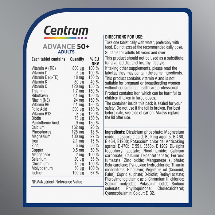 Centrum Advance 50+ 60 Tablets - 50+ at MyPerfumeShop by Centrum