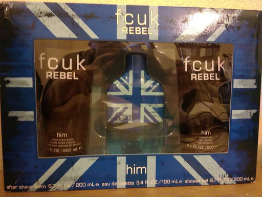 FCUK Rebel For Him Gift Set 100ml EDT + 200ml Shower Gel + 200ml Aftershave Balm - Fragrance at MyPerfumeShop by FCUK