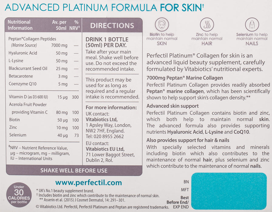 Vitabiotics Perfectil Platinum Collagen 7000mg Skin Advanced Beauty Drinks 50ml x 10 - Women at MyPerfumeShop by Perfectil