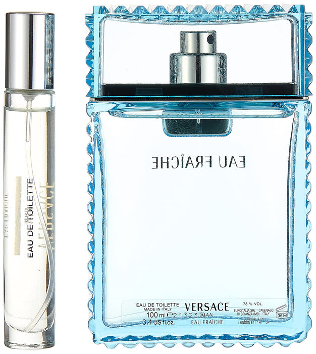 Versace Man Eau Fraiche 3 Piece Gift Set: Eau De Toilette 100ml - Eau De Toilette 10ml - Bag - Gift Set at MyPerfumeShop by Versace