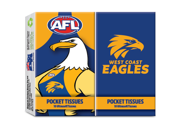 AFL West Coast Eagles Pocket Tissues 4pcs - Tissues at MyPerfumeShop by AFL