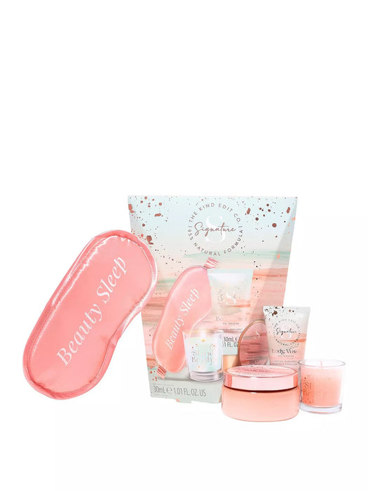 The Kind Edit Co. Beauty Sleep Rituals Gift Set – Body Butter, Body Wash, Candle & Silk Eye Mask