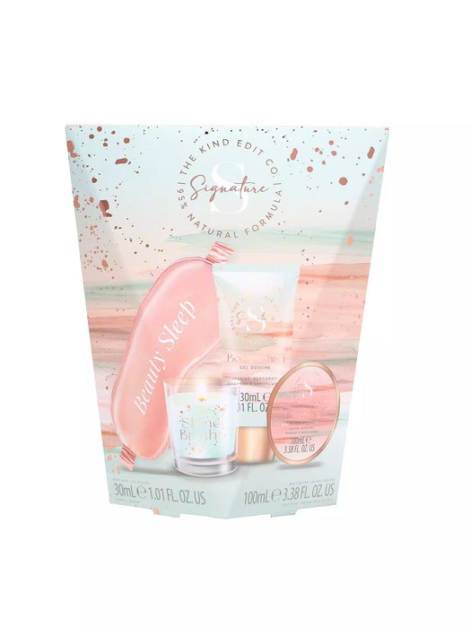 The Kind Edit Co. Beauty Sleep Rituals Gift Set – Body Butter, Body Wash, Candle & Silk Eye Mask