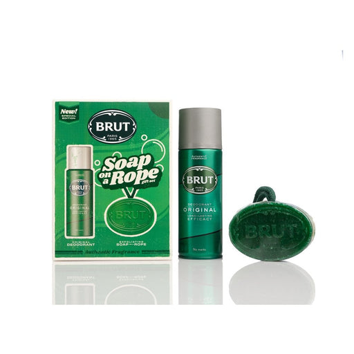 Brut Gift Set 200ml Deodorant Spray + 150g Soap on a Rope - Deodorants & Anti-Perspirants at MyPerfumeShop by Brut