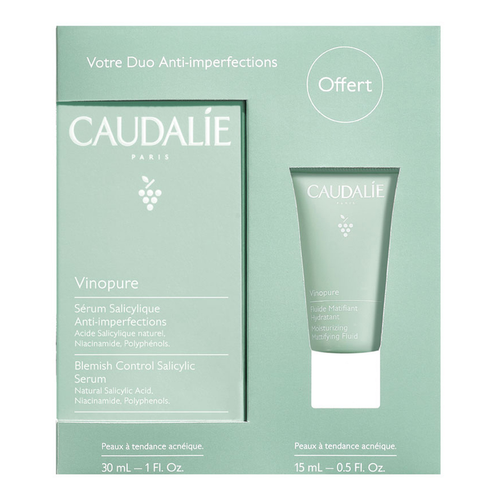 Caudalie Vinopure Anti-Blemish Duo Gift Set 30ml Blemish Control Salicylic Serum + 15ml Moisturizing Mattifying Fluid - Facial Cleansing Kits at MyPerfumeShop by Caudalie