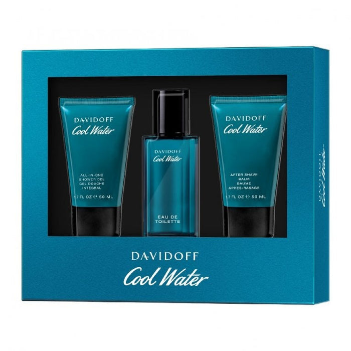 Davidoff Cool Water Gift Set 40ml EDT + 50ml Shower Gel + 50ml Aftershave Balm - Fragrance at MyPerfumeShop by Davidoff