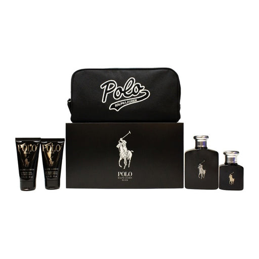 Ralph Lauren Polo Black Gift Set 125ml EDT + 40ml EDT + 50ml A/Shave Gel + 50ml H/B Wash + Pouch - Fragrance at MyPerfumeShop by Ralph Lauren