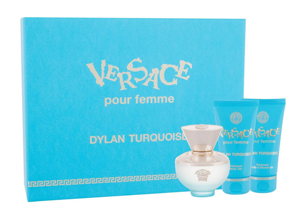 Versace Pour Femme Dylan Turquoise Gift Set 50ml EDT + 50ml Bath & Shower Gel + 50ml Body Lotion - Eau de Toilette at MyPerfumeShop by Versace