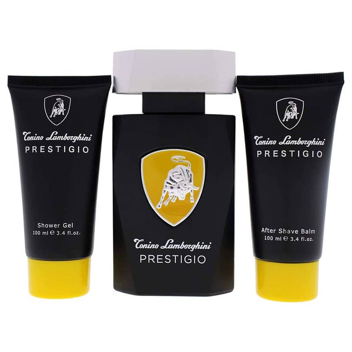 Lamborghini Prestigio Gift Set 125ml EDT Spray + Shower Gel 100ml + Aftershave Balm 100ml - Lotion & Moisturizer at MyPerfumeShop by Tonino Lamborghini