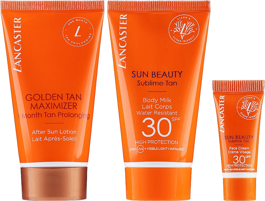 Lancaster Sun Beauty Gift Set 50ml Sun Beauty Body Milk SPF30 + 50ml After Sun Golden Maximiser + 3ml Sun Beauty Face Cream SPF30 - Suncare & Tanning at MyPerfumeShop by Lancaster