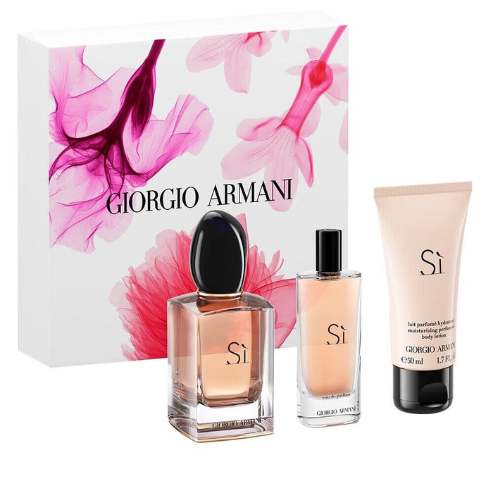 Giorgio Armani Si Gift Set 50ml EDP + 50ml Body Lotion + 15ml EDP - Eau de Parfum at MyPerfumeShop by Giorgio Armani