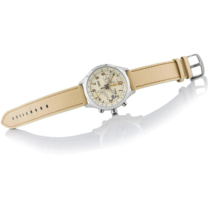 Timex Women's IA Fly Back Watch T2P382 Cream Leather Strap and Dial