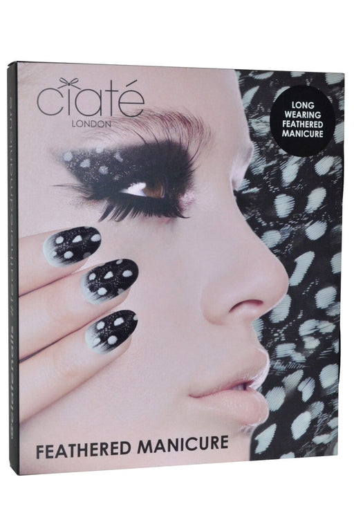 Ciate Feathered Manicure What A Hoot Gift Set 13.5ml Fast Dry Top Coat Speed Coat Pro 014 + 5ml Mini Nail Polish - Snow Virgin 001 + Scissors + Nail File Block + Feathers - Personal Care at MyPerfumeShop by Ciate