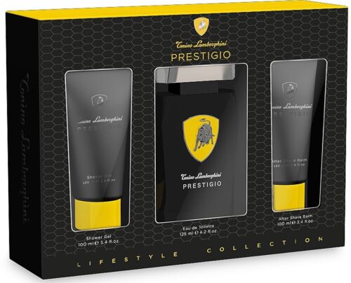 Lamborghini Prestigio Gift Set 125ml EDT Spray + Shower Gel 100ml + Aftershave Balm 100ml - Lotion & Moisturizer at MyPerfumeShop by Tonino Lamborghini