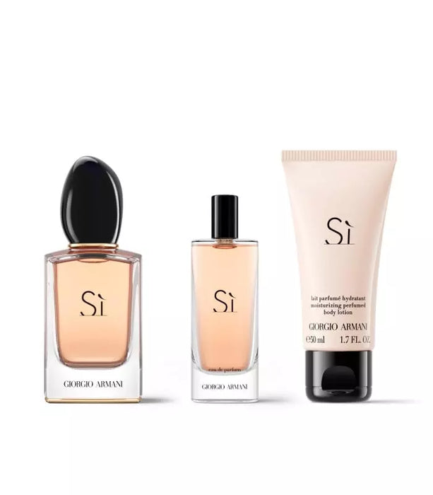 Giorgio Armani Si Gift Set 50ml EDP + 50ml Body Lotion + 15ml EDP - Eau de Parfum at MyPerfumeShop by Giorgio Armani