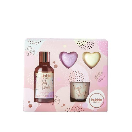 Style & Grace Bubble Boutique Relax and Bathe Gift Set 100ml Body Wash + 2 x 20g Heart Bath Fizzer + 30g Candle + Votive - Body Cleansers at MyPerfumeShop by Style & Grace