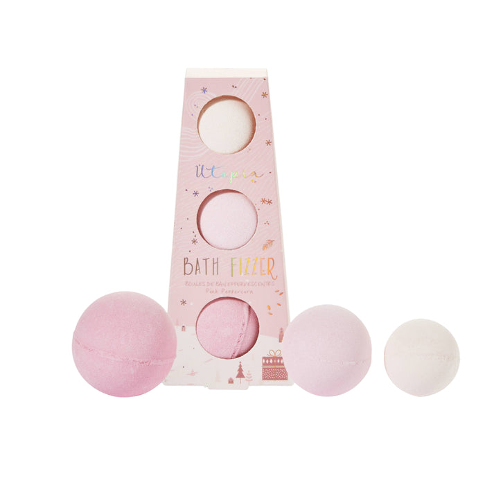 The Kind Edit Co. Utopia Fizzer Pyramid Gift Set – 80g, 50g & 30g Bath Fizzers