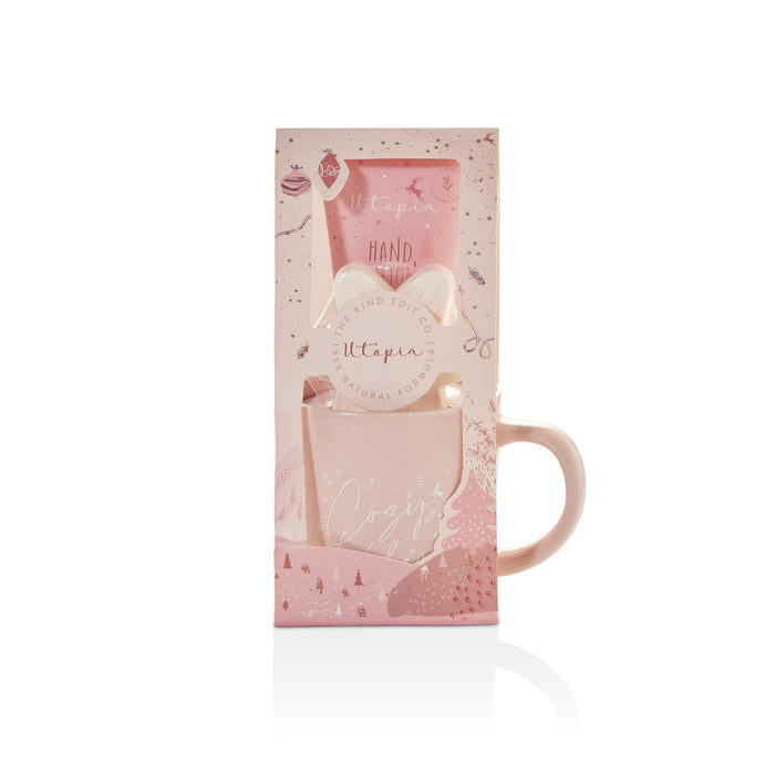 The Kind Edit Co. Utopia Cozy Vibes Mug Gift Set 70ml Hand Lotion + 50g Bath Fizzer + Mug - Hand Cream at MyPerfumeShop by The Kind Edit Co.