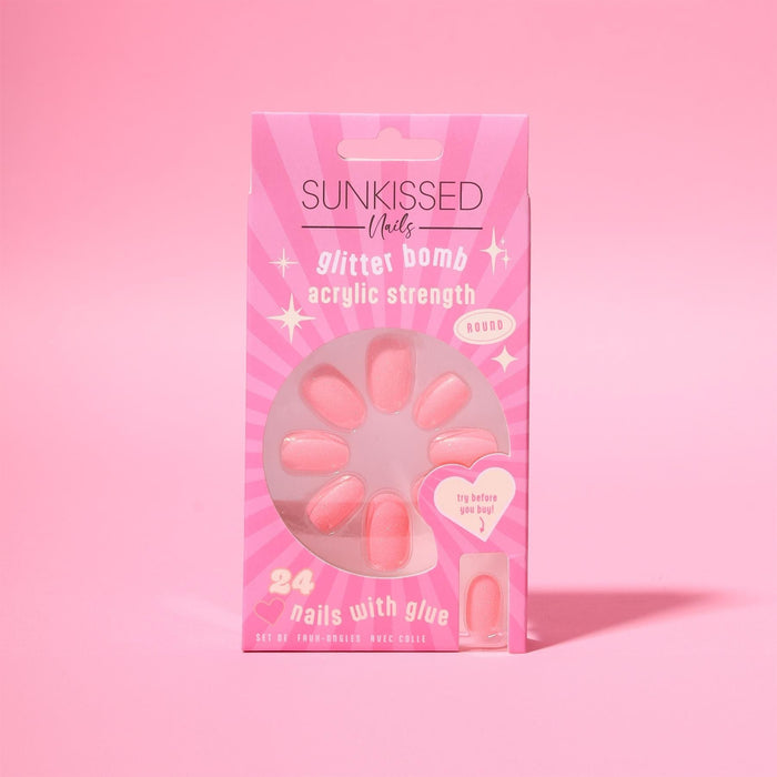 Sunkissed Nail Glitter Bomb Acrylic Strengt Round Nail 24 Pieces - Nail Care at MyPerfumeShop by Sunkissed