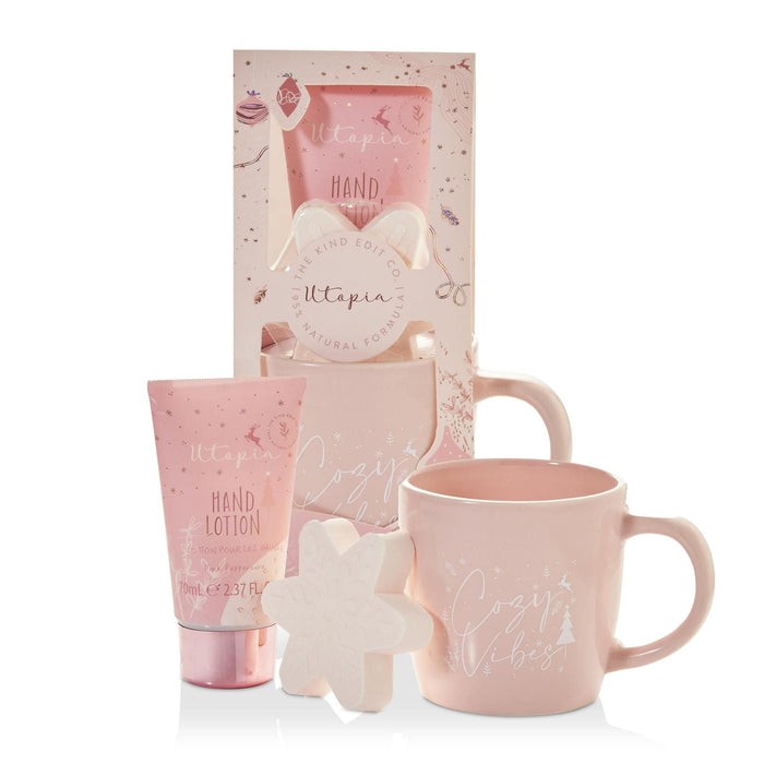 The Kind Edit Co. Utopia Cozy Vibes Mug Gift Set 70ml Hand Lotion + 50g Bath Fizzer + Mug - Hand Cream at MyPerfumeShop by The Kind Edit Co.