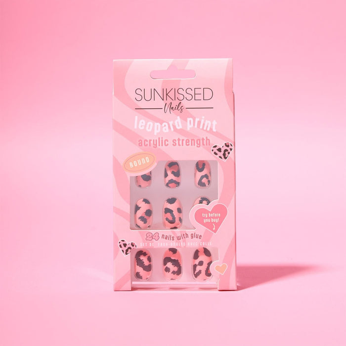 Sunkissed Nails Acrylic Strength Round Leopard Print Nails 24 Pieces - Nail Care at MyPerfumeShop by Sunkissed